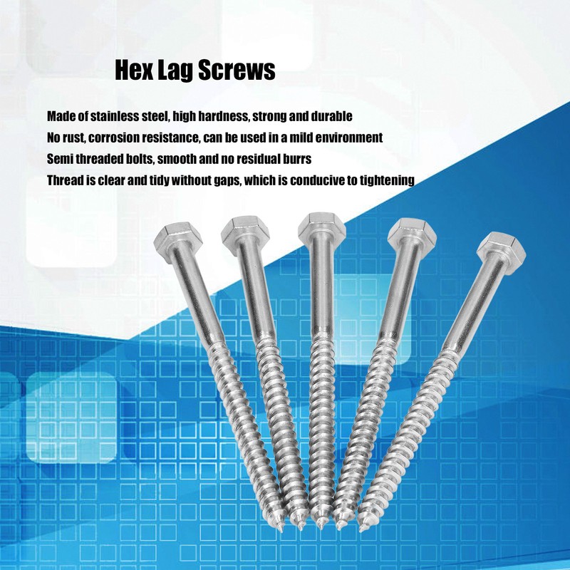 304 Stainless Steel Half Thread Bolt Wood Hex Lag Screws