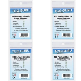 4 x 100 TCG Guru Perfect Size Fit Inner Sleeves 4 x 100 Soft Sleeves Size: 64 x 89 mm + Heartforcards® Shipping Protection