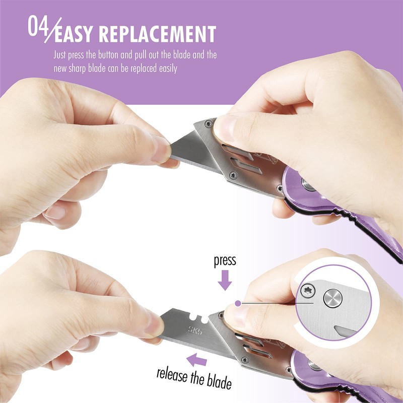 FantastiCAR Folding Box Cutter, Sturdy Metal Utility Knife with Extra