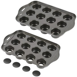 Kazozobi 2 Pack Mini Muffin Cheesecake Pan with Removable Bottom, 12 Cavity Nonstick Cupcake Pan Set