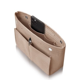 VILAU Women's Bag-in-Bag, Tote Bag, Inner Bag, Felt, Lightweight, Greige