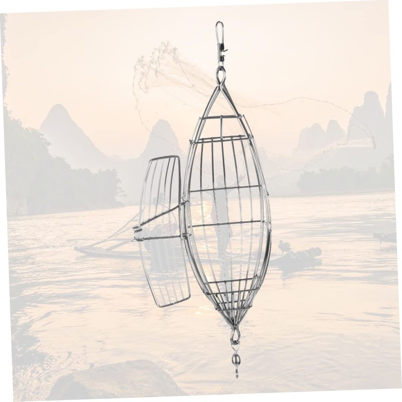 KOMBIUDA 1pcs Stainless Steel Olive Shape Fishing Bait Cage for