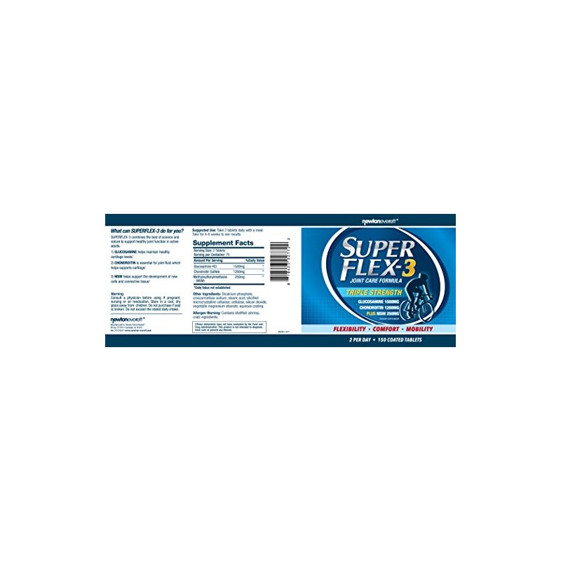 NEWTON EVERETT Superflex 3 (Glucosamine, Chondroitin, MSM) 150 Tablets