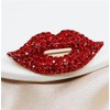 Red Lips Rhinestone Brooch Pin, Crystal Shining Mouth Design, Party