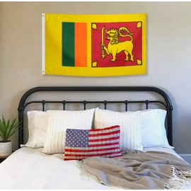 DANF Sri Lanka Flag 3x5 Ft Thick Polyester, Fade Resistant, Brass Grommets, Canvas Header Republic of Sri Lanka National Flags with 3 X 5 Feet