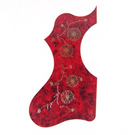 Left-Handed Cutaway Style Self-adhesive Acoustic Guitar Pickguard, Tortoise Red