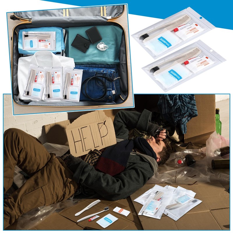 Hushee 96 Sets Bulk Hygiene Kit for Homeless, Includes Shampoo