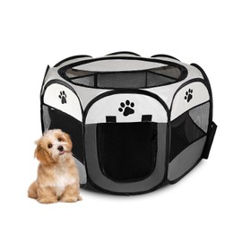 Wxrhiyer Pet Puppy Dog Playpen Portable, 27” Foldable Crate for Small Dog and Cat,Dog Kennel with Carry Bag, Pop Up Dog Playpen(Black)