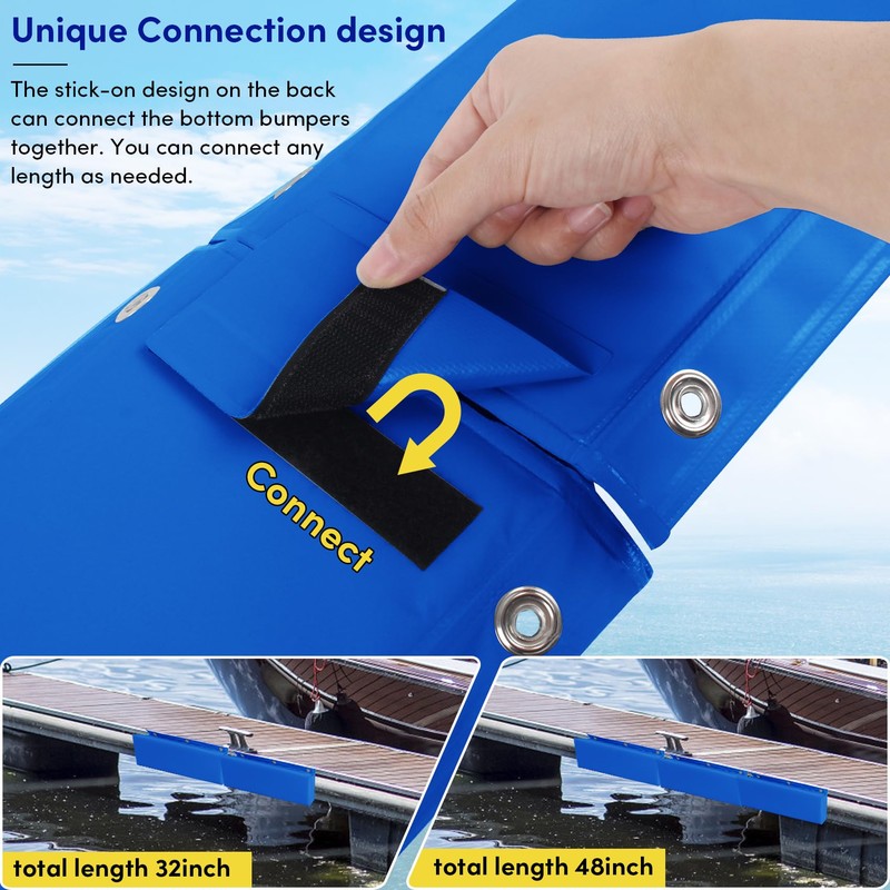 VEITHI Dock Bumper Blue,Dock Bumper Guard with Screws,Boat Dock Bumper