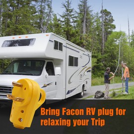 Facon RV 30 Amps Male Replacement Plug, Heavy Duty 30 Amp RV Plug Receptacle with Grip Handle, for RV, Camper, Trailer, 5th Wheel, Motorhome