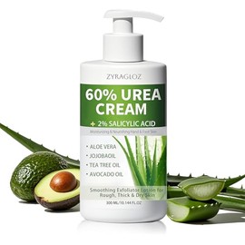 Crema de urea 60% con 2% ácido salicílico, crema de urea 60 por ciento para pies y manos, loción hidratante de máxima fuerza para talones secos agriet