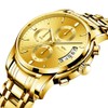 Gold Plating Men's Analog Quartz Mutifunctional Watches for Man Stainless