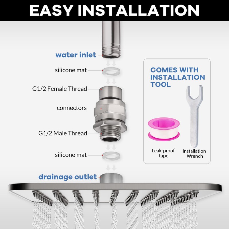 Shower Head Swivel Ball Adapter, Shower Connector Ball Joint, Solid