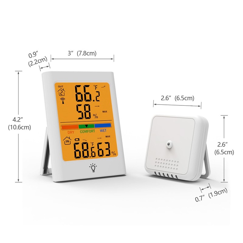 Indoor Outdoor Thermometer Wireless, Digital Temperature Humidity Monitor with 330FT