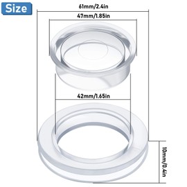 Jetec 2 Inch Patio Table Umbrella Hole Ring with Cap Set Silicone Transparent Umbrella Thicker Hole Ring Plug and Cap Set for Outdoor Patio Garden Beach Table Umbrella Plug (Clear,2 Sets)