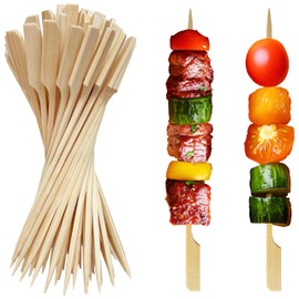 XMZY 7 Inch Bamboo Skewers for Grilling 200PCS Kabob Skewers Wood Paddle Flat Bamboo Sticks for Fruit, BBQ, Kitchen (7 Inch)