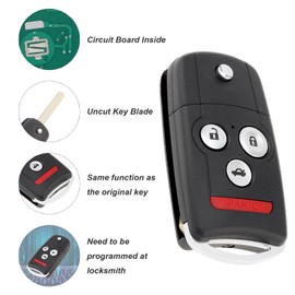 ePathChina Key Fob Keyless Entry Replacement for Acura MDX RDX 2007-2013 with ID46 Chip, FCC ID:N5F0602A1A, P/N:35111-STX-316, 313.8MHz 4 Button Remote Control Replacement