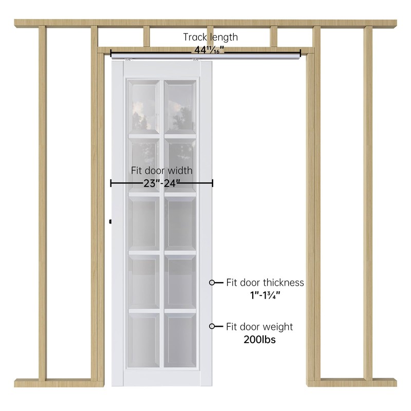 EaseLife 4FT/48in Sliding Pocket Door Hardware Kit,Commercial Grade,Aluminum Box Rail