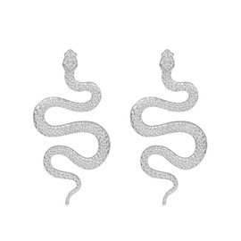 Black Snake Studs Earrings for Women Girls,Vintage Snake Earrings Punk Long Statement Snake Animal Earrings Jewelry for Men Teen Girls (silver)