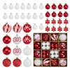 44 Pcs Christmas Tree Baubles White and Red Christmas Tree