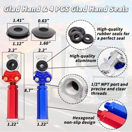 PlugSaf 12FT 3 in 1 Trailer Air Line Hose Kit Assembly with Gladhands, Handles, Seals, 7 Way ABS Electrical Power Cable Airline Hose Wrap for Semi Trucks Trailer Tractor