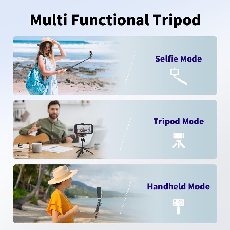 Mini Tripod for Camera, 24.61"/62.5cm Tripod Selfie Stick with 5