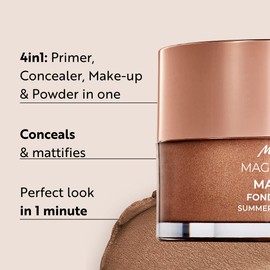 M. Asam Magic Finish Summer Teint Make-Up Mousse (1.01 Fl Oz) – 4in1 Primer, Foundation, Concealer & Powder With Buildable Coverage, Hides Redness And Dark Spots, Vegan, For Medium To Deep Skin Tones