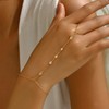 Jewigo Gold Hand Chain Bracelet for Women Dainty 18K Gold