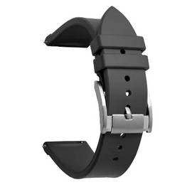 WMUVAZA Replacement Strap, Soft Rubber Replacement Strap, Soft Rubber Watch Strap, Watch Strap with Silver Buckle, for Men and Women, All Types of Watches, Black, 20 mm