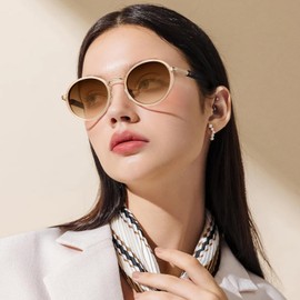 CARFIA Acetate-Metal Frame Round Sunglasses for Women Polarized UV Protection Stylish Designer Sun Glasses