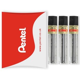 Pentel Super Hi-Polymer Mechanical Leads - Automatic / Mechanical Pencils - In Pentel Cushion Packaging - 0.5mm B-Class - Pack of 3 Tubes (36 Leads)