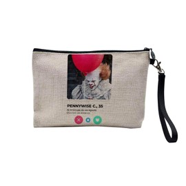 Tasche aus Leinen – Pennywise Social Network Horror Clown Treffen Liebe – Kosmetiktasche aus Leinen in Leinenoptik – Kulturbeutel – 23,5 x 15 cm, Pennyise, 23.5 x 15 cm, Kosmetiktasche