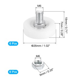 uxcell 6 Pack Drawer Rollers, 26mm Plastic Drawer Pulley Sliding Positioning Rollers Slide Guide Bearing Small Pulleys with Nuts for File Cabinet Slides, White