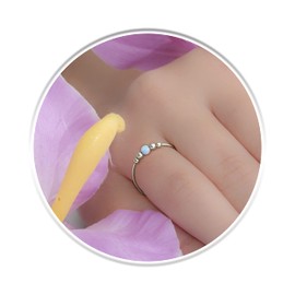 Sterling Silver Anxiety Fidget Ring – One Size 925 Silver Anxiety Relief Ring With Blue Opal - Stress Relief Fidget Spinner - Meditation Fidget Ring – Unisex Ring Jewelry for Anxiety and Stress