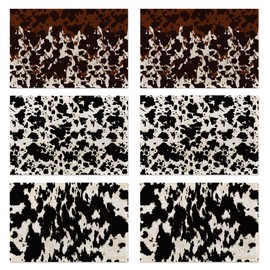 Cow Fur Placemats Set of 6,Washable Heat Resistant 12×18 Inch Linen Table Mats Cow Print Pattern Place Mats for Party Outdoor Dining Décor