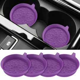 ME.FAN Car Cup Coasters [4 Pack] Silicone Cars Coasters - Universal Non-Slip Recessed Interior Accessories - Cup Holder Inserts Deep Purple