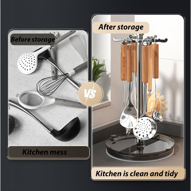 GHYFFF Kitchen Utensil Holder,Extra Large 360°Rotating Cooking Utensil Crock for