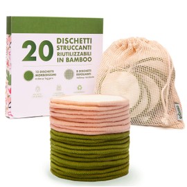 20 Washable Bamboo Make-Up Pads | Reusable Make-Up Pads | Face Makeup Removal Wipes with Pouch | ENOOSO (12 Soft + 8 Scrubs)