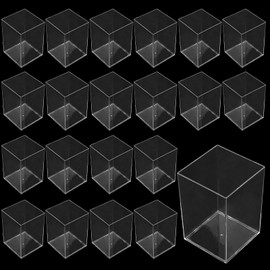 TAICHEUT 21 Pack Square Acrylic Pen Holder, 2.9x2.9x4 inch Clear Makeup Brush Holder, Desktop Pencil Cup for Toothbrush, Straw, Makeup Brush, Office School Home Supplies