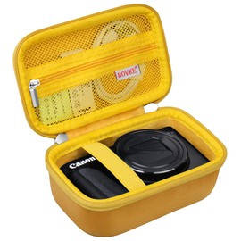 BOVKE Travel Case for Canon PowerShot SX740 HS Digital Camera, Storage Bag Holder for Canon SX730/ SX720/ SX620/ G7X Camera with Extra Pocket for Batteries, Cables, SD Cards, Yellow