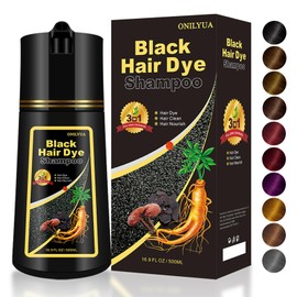 Fedulili Instant Black Hair Dye Shampoo 3 In 1, 100% Gray Hair Coverage Color Hair In 15 Minutes, Natural Plant Extract Hair Color Shampoo with Conditioner Hair Dye Kit, Bubble Hair Dye Shampoo 500ml