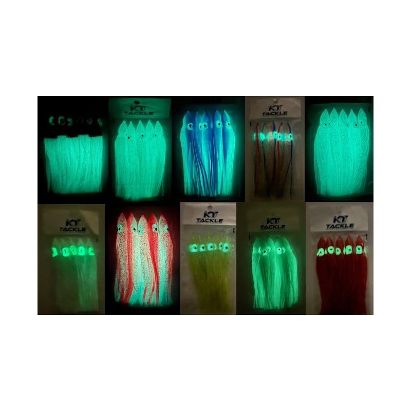 KT Tackle 50 individual sea fishing lures, muppets, 12cm skirts,
