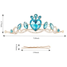 CAVETEE Birthday Crown for Women, Princess Tiara in Blue, Girl's Birthday Decoration