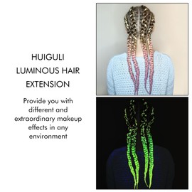 Huiguli Braids Extensions, Luminous Synthetic Hair for Braiding, 60 cm Hair Strands for Braiding, Fluorescent Braiding Crochet Hair, Afro Braid Hair Extension for Festival (Red)