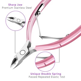 Cuticle Trimmer with Cuticle Pusher and Scissors, Cuticle Remover Professional Durable Pedicure Manicure Tools, Stainless Steel Cuticle Nipper Cutter Clipper (Pink Scissor)