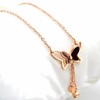 Miaomyao Cubic Zirconia Pink Gold Butterfly Butterfly Stainless Steel Necklace