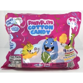 PartyPuffs™ Cotton Candy Variety Pack – 12 Individually Wrapped .5oz Metallic Pouches, 4 Fun Flavors: Strawberry, Green Apple, Blue Raspberry & Tropical Punch – Perfect for Parties, Birthdays & Favors