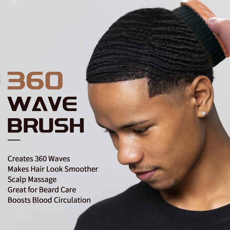 360 Curved Wave Brush For Men & Beard - Soft