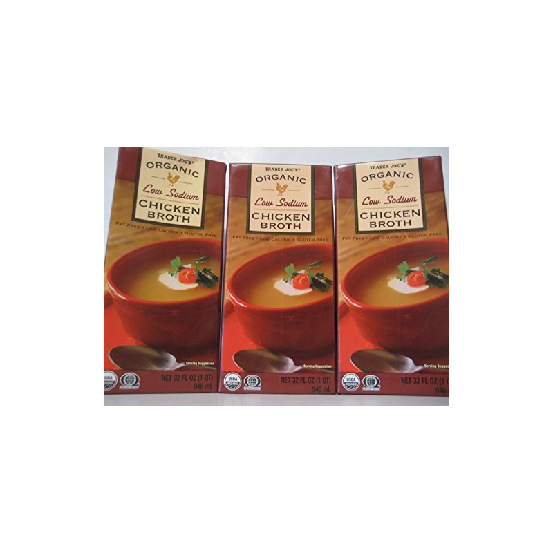 Trader Joe's Organic Low Sodium Chicken Broth, 3-pack. (3)- 32oz