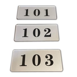 Seagron Room Number Plate, Room Number Plate, Stylish, Acrylic, 1.4 x 3.1 x 0.08 inches (3.5 x 8 x 0.2 cm) (101+102+103, Silver)..